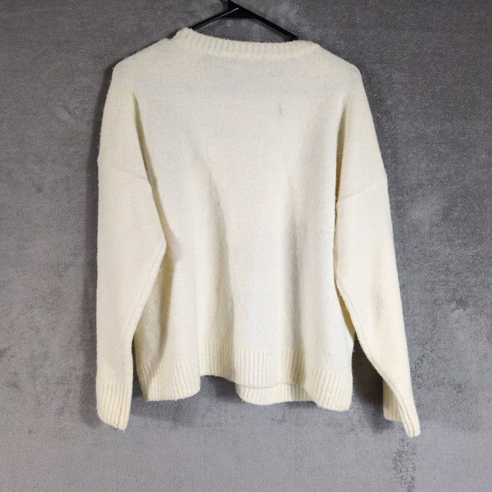 Ted Baker London Womens Floral Intarsia Knit Sweater Cream Blue Wool Alpaca M - Picture 3 of 8